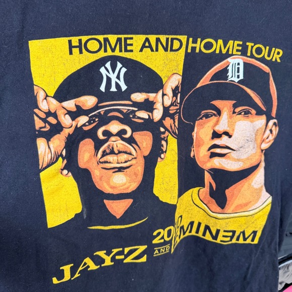 Jay-Z Eminem Home and Home Tour 2010 Black Graphic T-Shirt Mens Large band tee - Picture 4 of 5